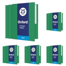 2 Pocket Folders, Green, Letter Size, Textured Paper, 25 Count Per Pack, 5 Packs