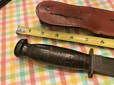 U.S.N. Navy MK1 Fighting Knife WWII Camillus NY USA with leather