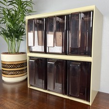 Vintage 70s Plastic Kitchen Drawer Organizer Smokey Brown Modular Mid Century 