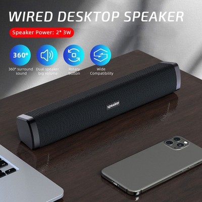 USB Lautsprecher Stereo Soundbar Subwoofer Musikbox für PC  Laptop Computer