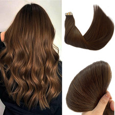 Smavida Tape In Hair Extensions Human Hair For Women18Inch Silky Straight Brown