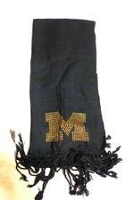 1 ad new University of Michigan Scarf Letter M Bedazzled Blue  in plastic VTG