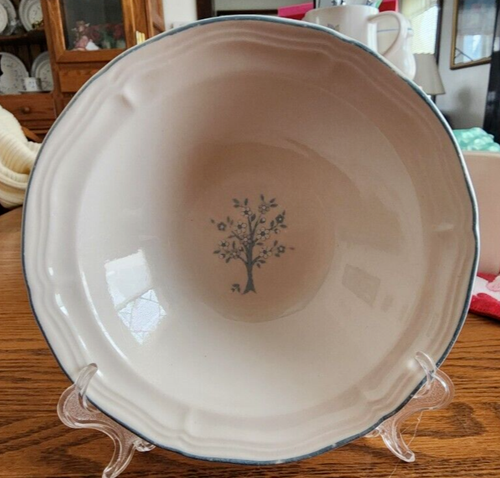 Vineyard Cereal Soup Bowl 7" Brick Oven #286 Tree Genuine Stoneware White Blue !