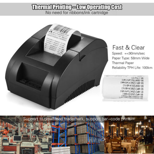 POS-5890K 58mm USB Thermal Printer Receipt Bill Ticket POS Suppor Cash Drawer - Afbeelding 1 van 9