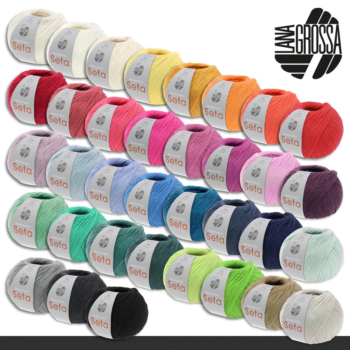 Lana Grossa 100 g millas de ancho 100 lana de calcetines hilo de seda merino 35 colores