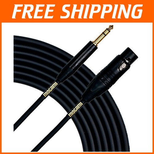 10ft Gold XLR Female to 1/4" TRS Male Audio Adapter Cable for Professional Use