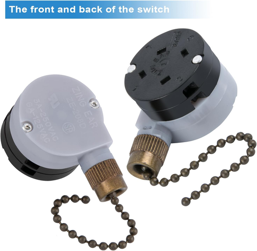 Ceiling Fan Switch Zing Ear ZE-208D 3 Speed Control 5-8 Wire Pull Chain Switch A - Picture 3 of 12
