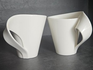 Set of 2 Villeroy & Boch Newwave Twisted Handle Coffee Mugs Germany