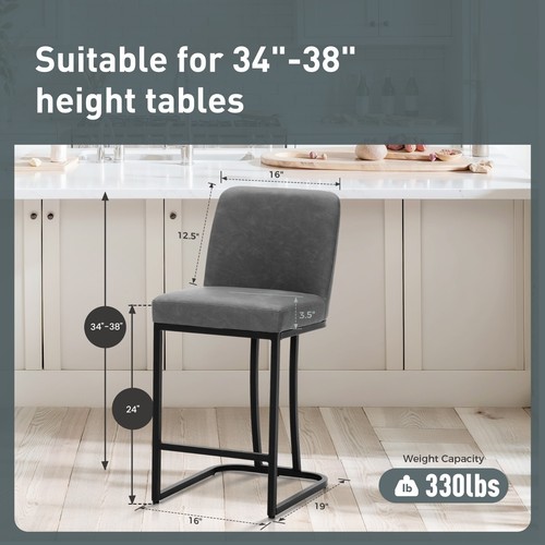 Bar Stools Counter Height Barstools Upholstered Kitchen Island Stool - Picture 6 of 15