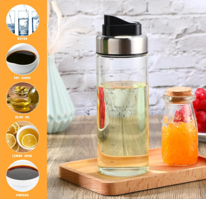 Yaomiao Olive Oil Bottle 15 oz - Vinegar Dispenser - Soy Sauce Bottle- No Drip