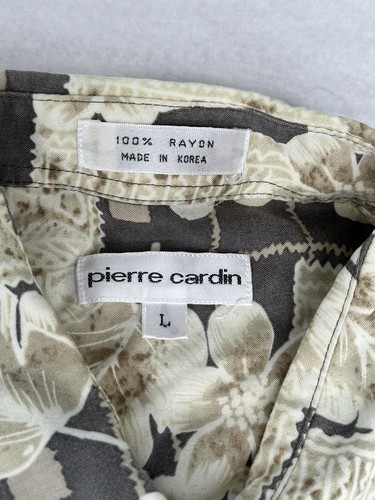 Pierre Cardin Mens Hawaiian Shirt Large Short Sleeve Multicolor - Picture 3 of 9