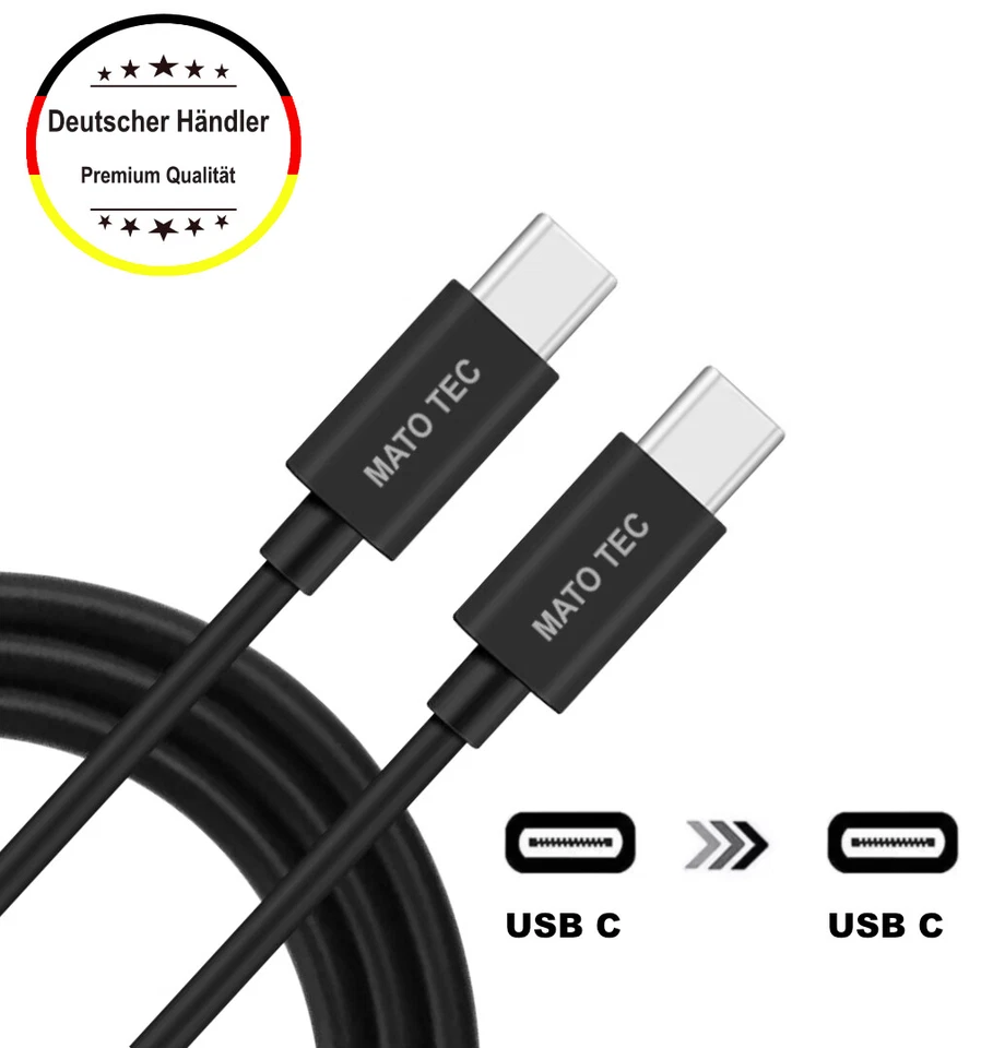 MATO TEC USB C auf USB C Ladekabel 1m Kabel Schnellladekabel 60 Watt Samsung Xiaomi uvm.