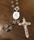 Rare Vintage Catholic Rosary Glass Beads Silver Tone Crucifix 1958 Rhinestones — photo 9