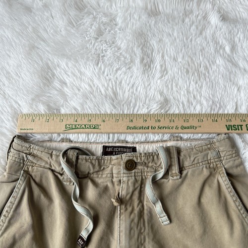 Abercrombie & Fitch Cargohose beige Herren Größe 30R Kordelzug Baggy Distressed - Bild 7 von 11