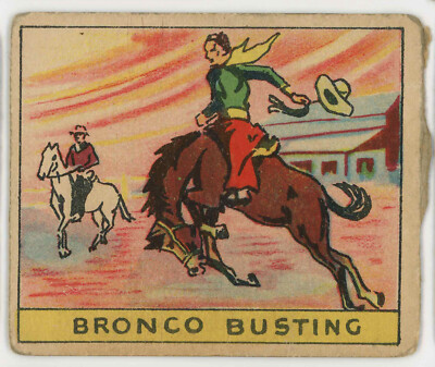 Western Series Strip Card 1930s R128 No 204 Bronco Busting Rodeo Wild Horses