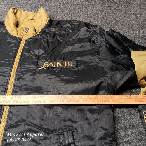 Vintage New Orleans Saints Jacket Men Large Black NFL Quilted Pro Player - Picture 6 of 10