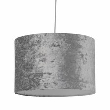 Grey Cotton Velvet Glitter 25cm Easy Fit Ceiling Light Shade Pendant Lightshade
