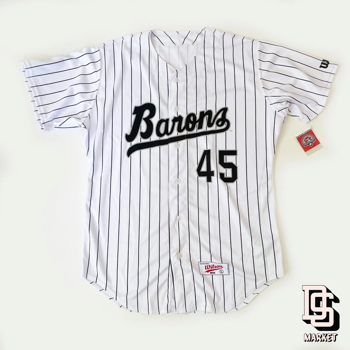 #45 Barons White Pinstripe Jersey