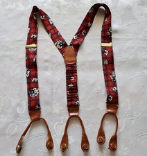 GENTS VINTAGE AUTHENTIC THE BEST OF TRICO PLAID SILK LEATHER MENS SUSPENDERS