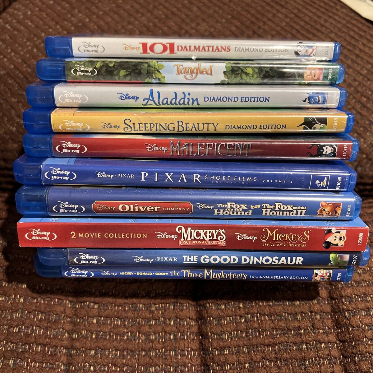 Lot of 10 Disney Blu-ray DVD Discs (Tangled,Aladin,Maleficent,Fox & Hound,101) Lot of 10 Disney Blu-ray DVD Discs (Tangled,Aladin,Maleficent,Fox & Hound,101)