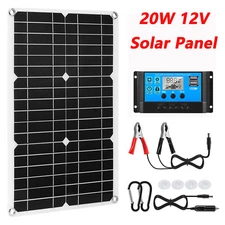20 Watt Solar Panel Kit 12V Charging Off-Grid Battery Power RV Home Boat Camp