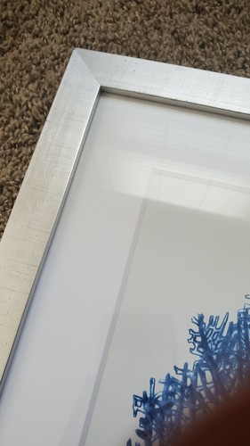 Pottery Barn Coral in blue #3 Framed Print 18x22 Silver Frame - Picture 7 of 10