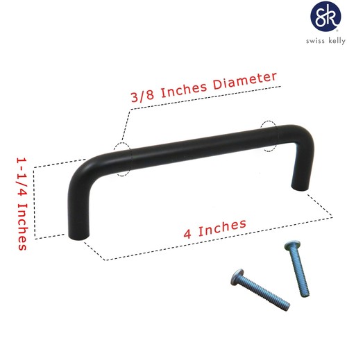 Swiss Kelly Hardware Matte Black Kitchen Cabinet Handles Drawer Pulls - Picture 14 of 19