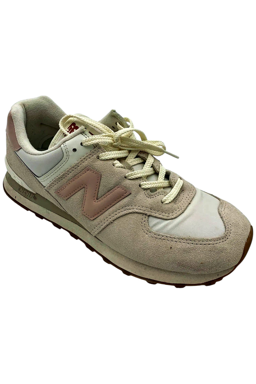 New Balance Men's 574 V2 Lace up Sneaker White/Pink