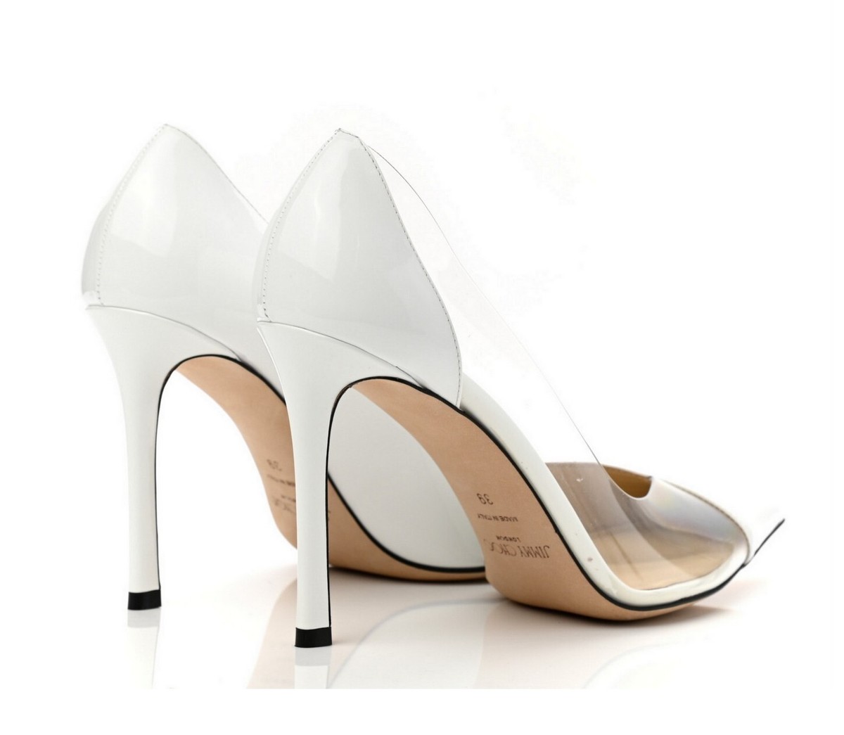 JIMMY CHOO Patent Leather /Iridescent Plexi Cass 95 Pumps