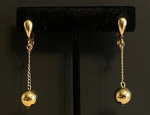 Pendientes de clip colgantes con cuentas de cadena en tono dorado firmados por Sarah Coventry - Imagen 1 de 7