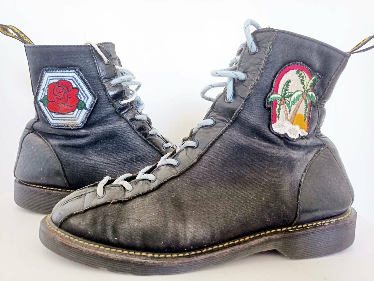 Dr Martens Black Leather AGYNESS DEYN Boots 39 6 Punk Patchwork 