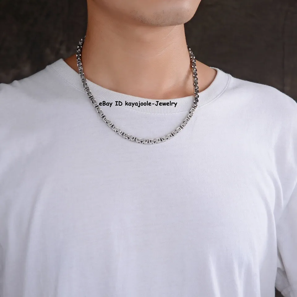 Solid 925 Sterling Silver Chain Dragon Head 5mm Byzantine
