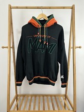 VTG 90s University Of Miami Script Duo Hood Starter Hoodie Sweatshirt Size M