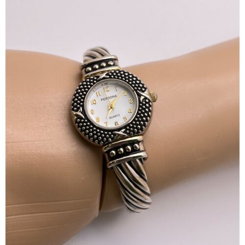 Reloj Brazalete Persona Vintage Tono Plata Brazalete Diseño Cuerda Retorcida - Imagen 7 de 7