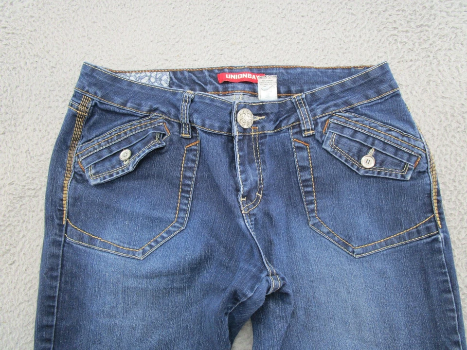 Винтажные женские шорты Y2K Union Bay размер 13 джинсовая ткань с откидным карманом эластичные гранж бермуды - Изображение 2 из 4