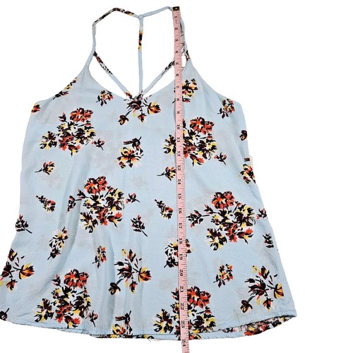 No Boundaries Strappy Racerback Floral Tank, Light Blue/Floral, XS - Picture 7 of 7