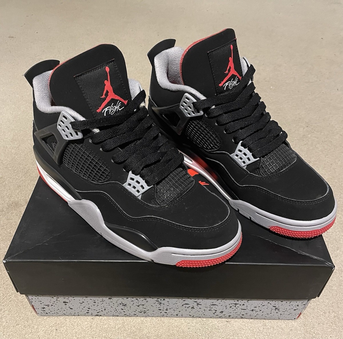 air jordan 4 bred retro iv og black cement red