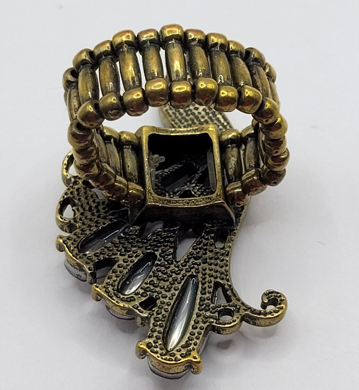 Peacock Stretch Ring Multi Colored Rhinestones An… - image 7