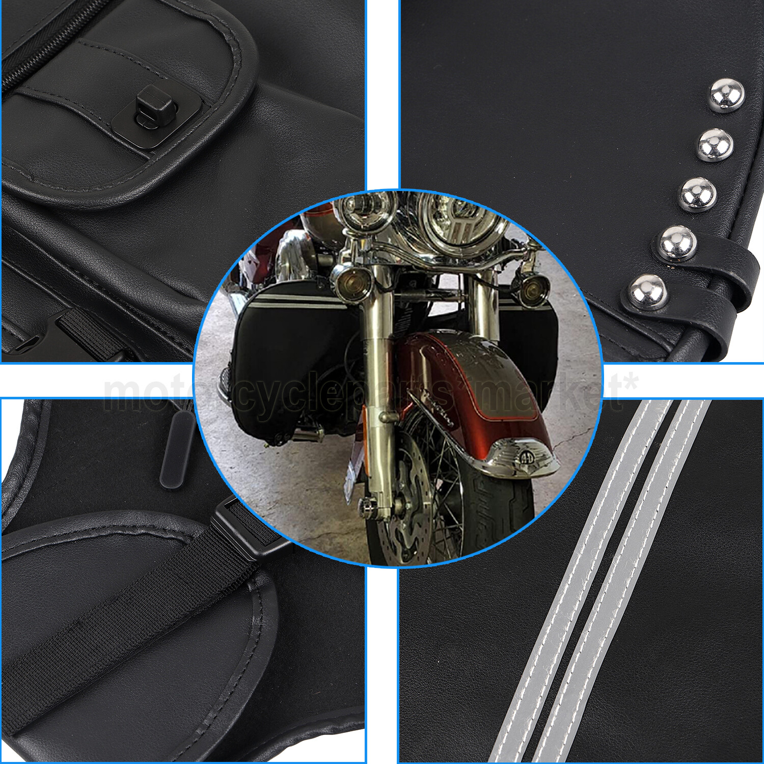 PU Leather Soft Lowers Chaps Leg Warmer Bag For Harley Road King Glide