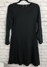 J. Crew 365 Dress Women Medium Black Cotton Minimalist Comfort Fit and Flare EUC