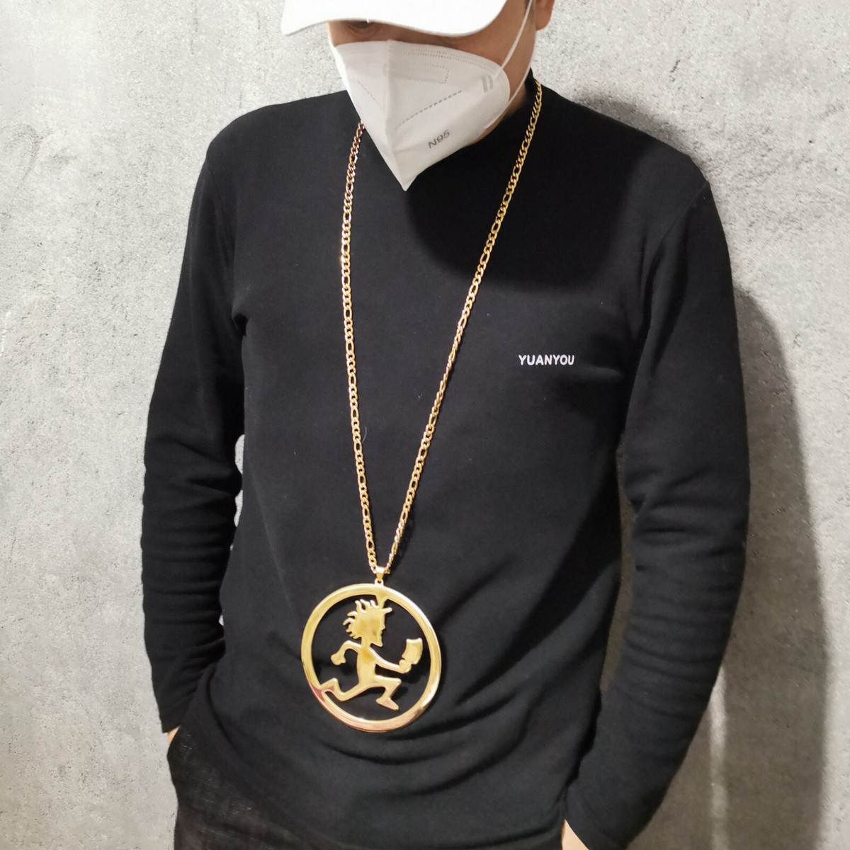 5IN Super big Hatchetman gold ICP charm pandent Figaro