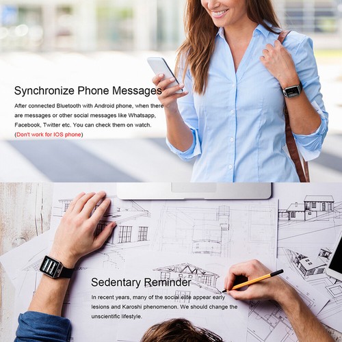 Women Men Smart Watch Touch Screen Unlocked GSM Phone Watch for Android Phone - Picture 9 of 10