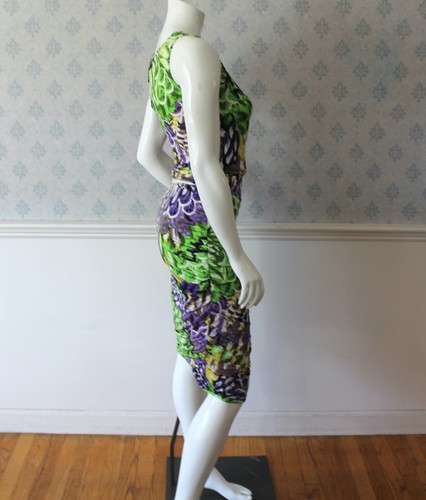 Daniela Corte Green, Purple, Yellow and Black Floral 2 Piece Top & Skirt Outfit - Picture 4 of 9