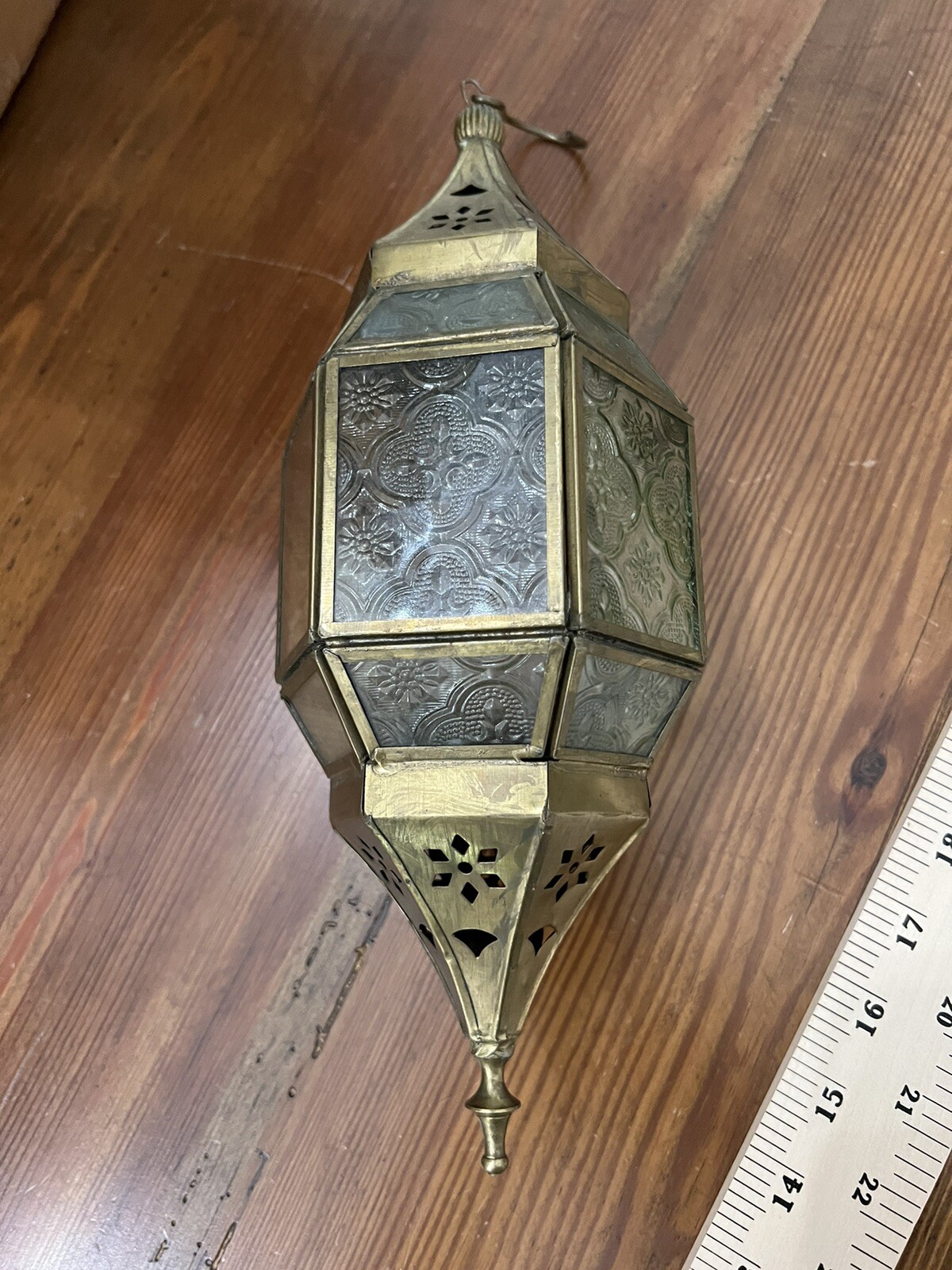 Vintage Brass/Glass Moroccan Style Hanging Votive Candle Lantern eBay