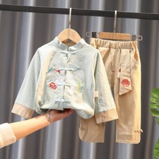 2Pcs/Set Chinese New Year Clothes Kids Boy Tang Suit Hanfu Ethnic Toddler Cotton