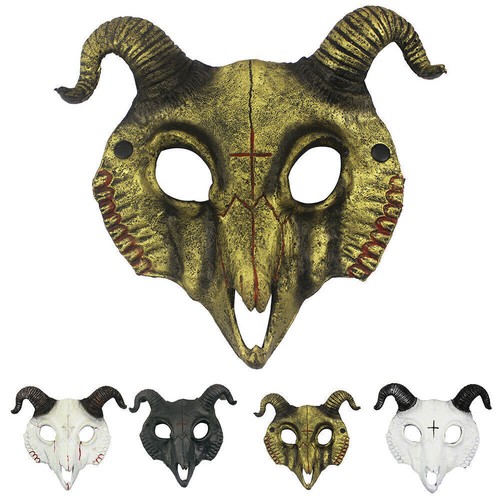 Halloween Goat Antelope Mask PU Animal Sheep Face Mask Cosplay Party Headgear AU - Picture 2 of 14