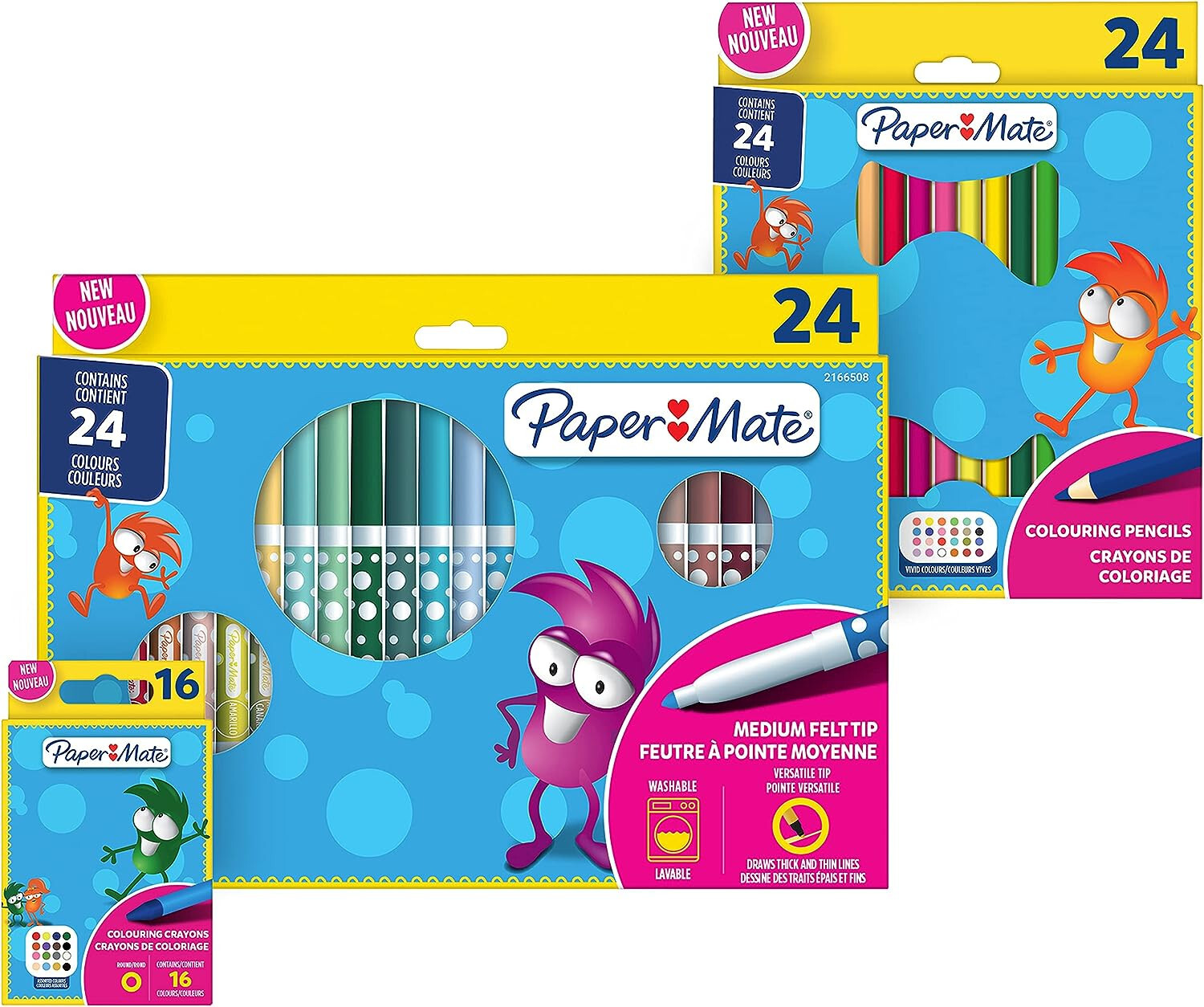 Paper Mate Bambini Disegno Set 64 Pezzi da Colorare Matite, Penne & Pastelli