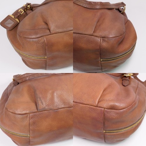 PRADA 2way Tote Shoulder Handbag Leather Brown Used Excellent Condition Auth JPN - Picture 15 of 20