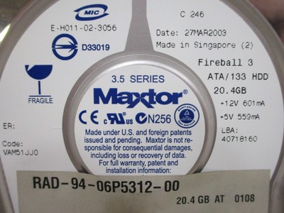 Maxtor E-H011-02-3056 3.5 Series Fireball 3 Hard Drive 20.4-GB ATA 