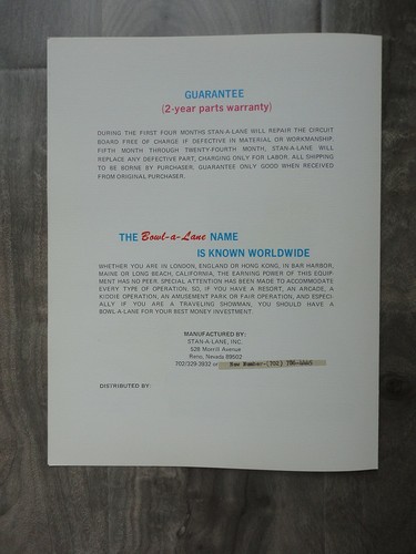 Bowl A Lane Arcade Machine Flyer Original Stan A Lane Brochure - Bild 3 von 3